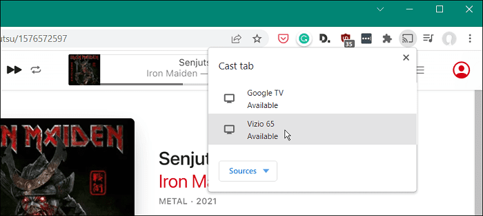 Choose Device to Cast on Chrome