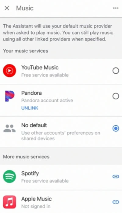 Set Pandora as Default Provider