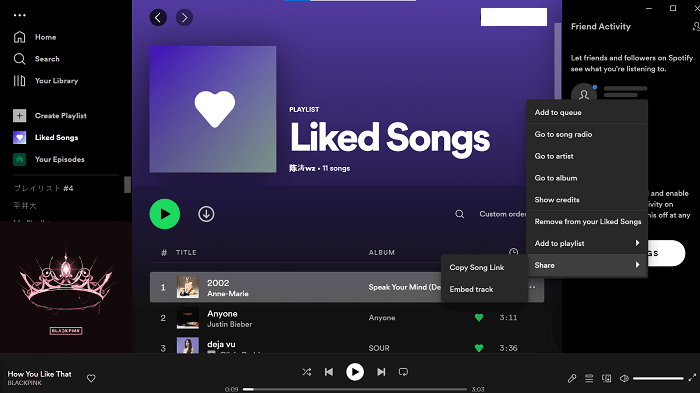 Copy Spotify Song URL