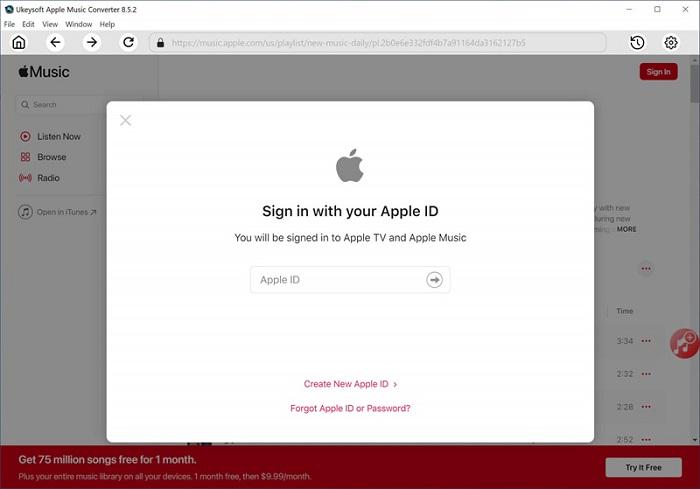 Sign Into Apple ID on UkeySoft