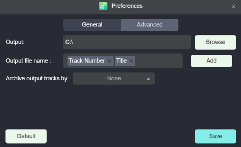 Select Output Settings for Spotify Songs