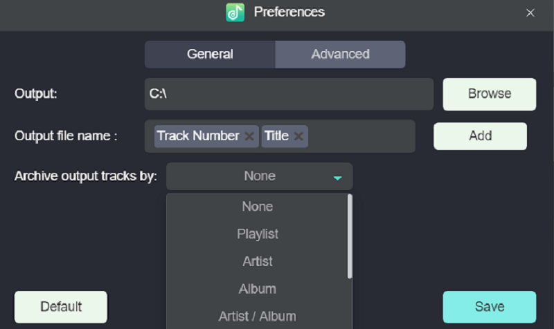 Adjust Output Format Settings on TuneFab