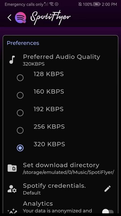 Customize Audio Quality on SpotiFlyer