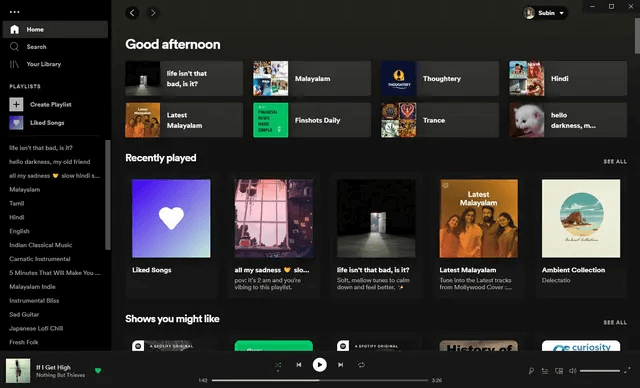 User Interface of Spotify