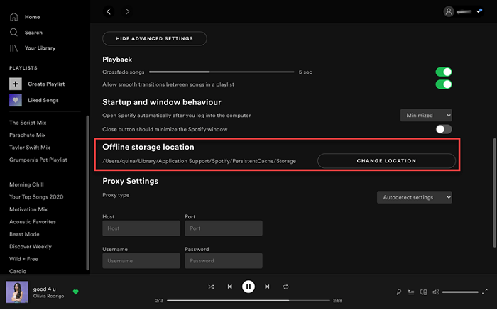 Spotify Offline Storage Location