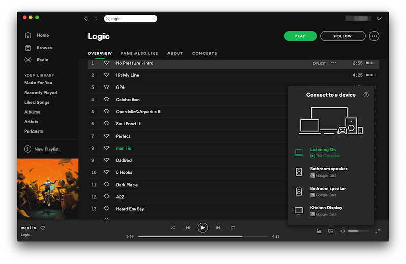 Stream Spotify on Chromecast Desktop