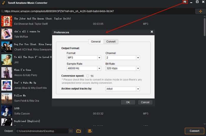 Select Output Format and Quality on Tunelf
