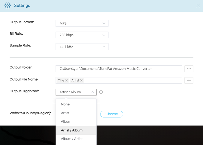 TunePat Amazon Music Converter Output Organization