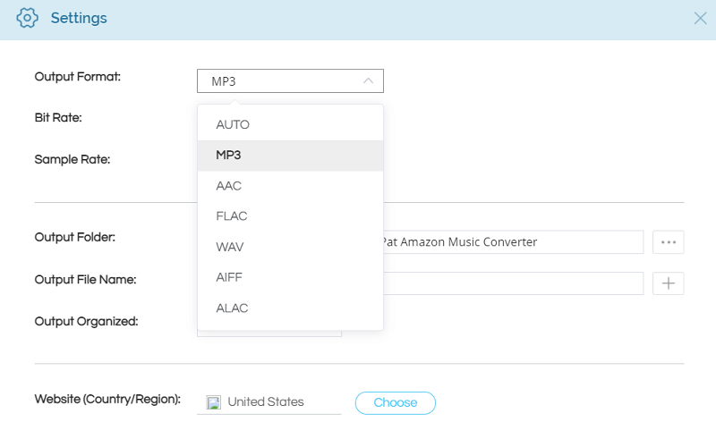 TunePat Amazon Music Converter Format Setting