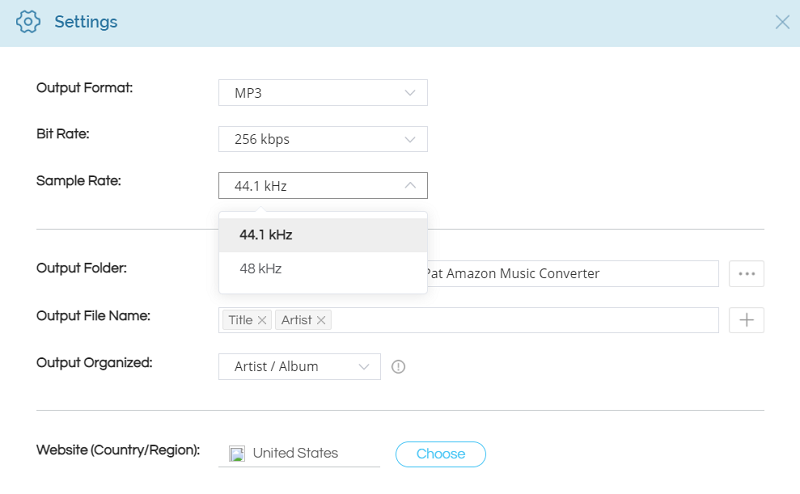 TunePat Amazon Music Converter Sample Rate Setting