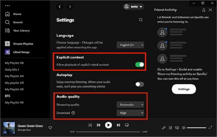 Change Spotify Content Settings to Download