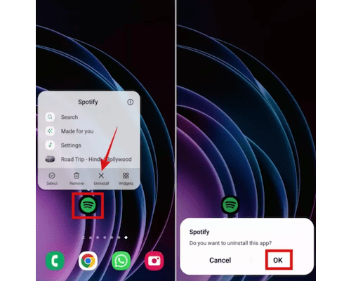 Uninstall Spotify App on Android