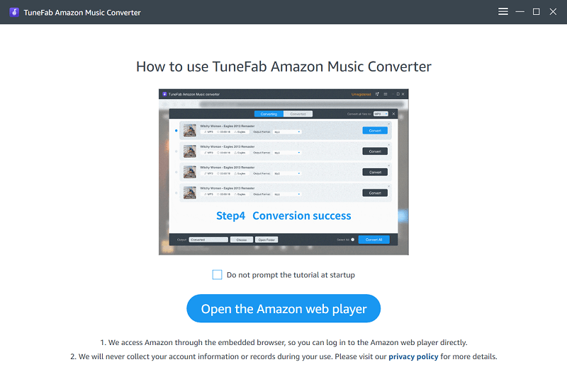 Embedded Web Player in TuneFab Amazon Music Converter