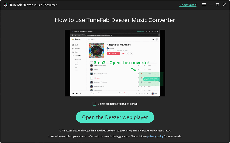 TuneFab Deezer Music Converter Welcome Page