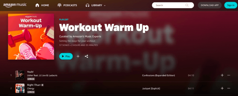 60 Min Workout Playlist on Prime Music