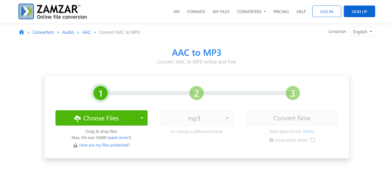 Zamzar AAC to MP3 Converter